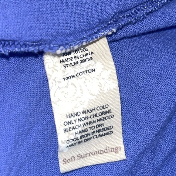Soft Surroundings Benedetta Gauze Topper Violet Size Large NWT - Picture 5 of 5